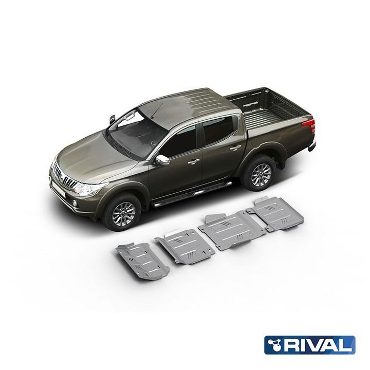 Zestaw osłon Rival alu 6 mm — chłodnica, silnik, skrzynia, reduktor — Mitsubishi Pajero Sport od 2016, L200 - ujęcie 2