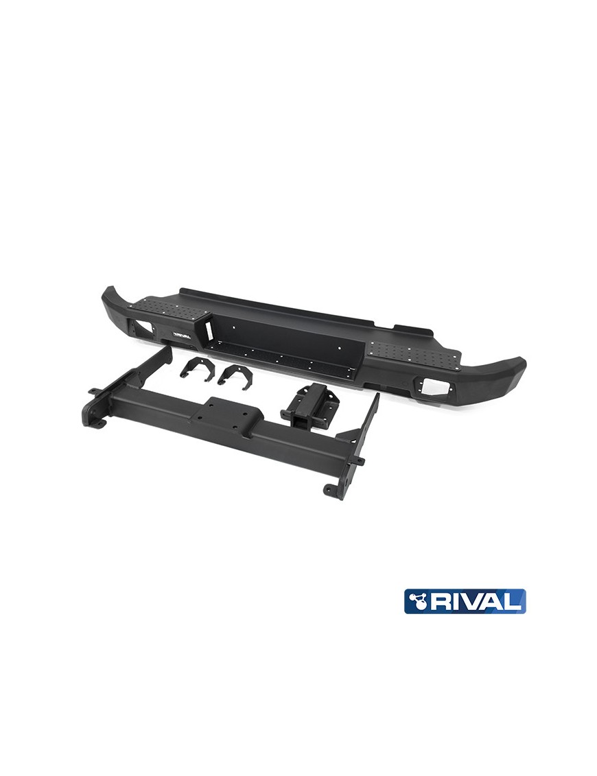 Zderzak tylny aluminiowy Rival z oświetleniem LED, czarny — Volkswagen Amarok 2010-2016 i 2016-2020
