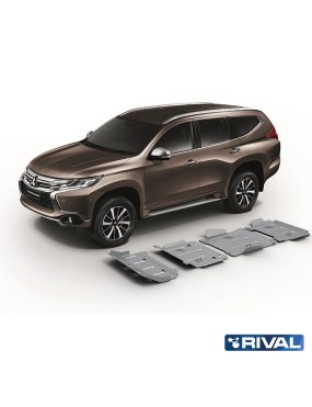 Zestaw osłon Rival alu 6 mm — chłodnica, silnik, skrzynia, reduktor — Mitsubishi Pajero Sport od 2016, L200