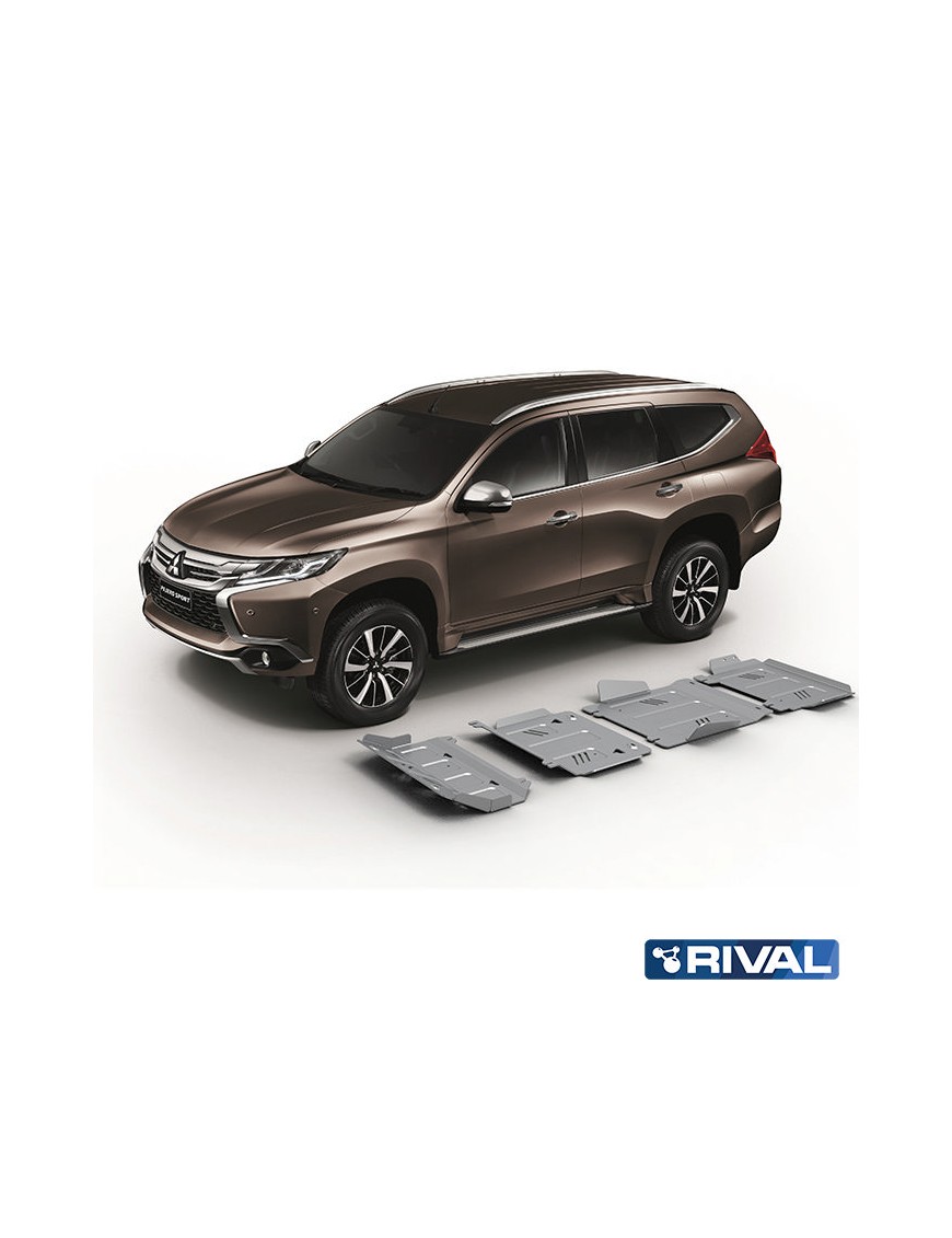 Zestaw osłon Rival alu 6 mm — chłodnica, silnik, skrzynia, reduktor — Mitsubishi Pajero Sport od 2016, L200