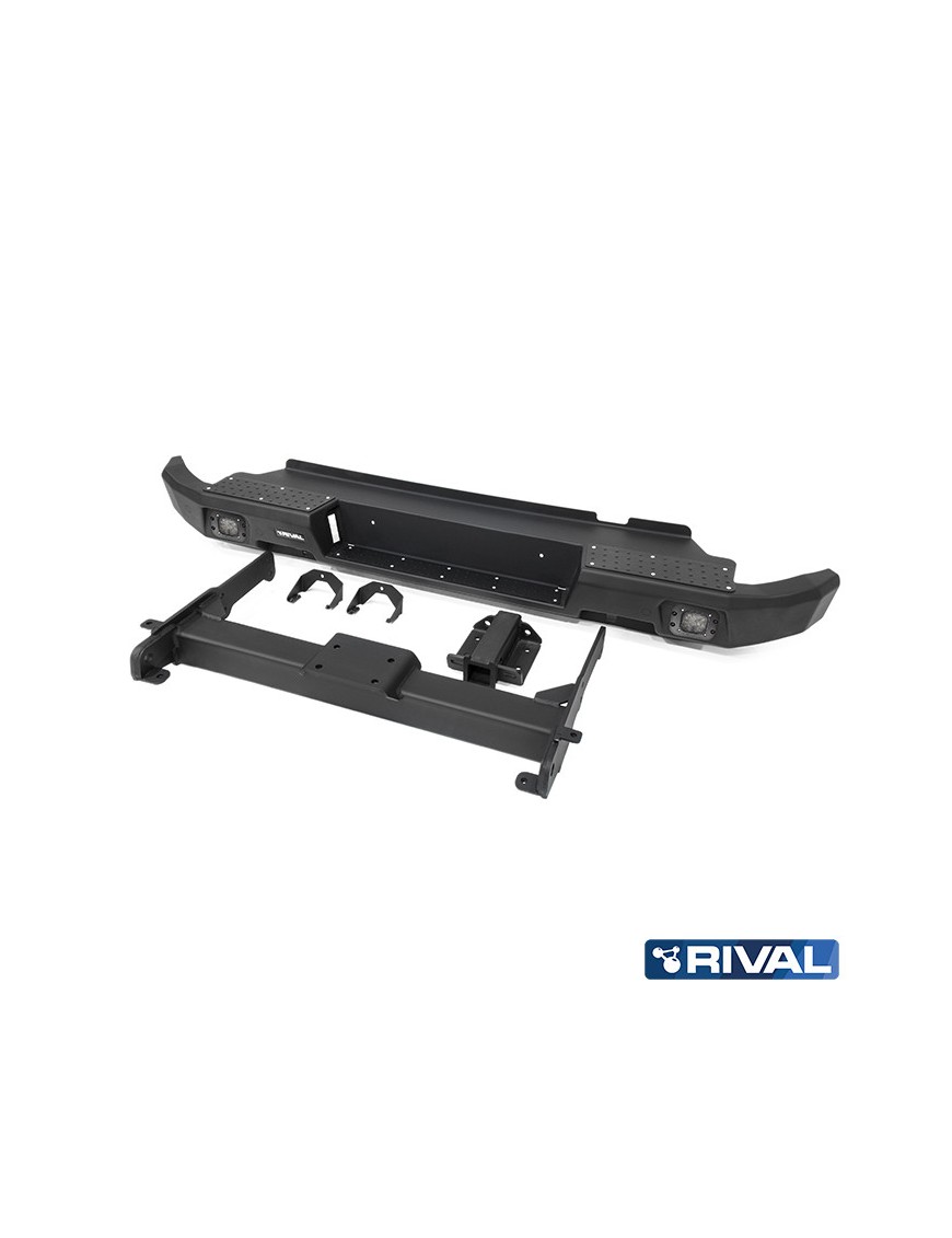 Zderzak tylny aluminiowy Rival z oświetleniem LED, czarny — Volkswagen Amarok 2010-2016 i 2016-2020