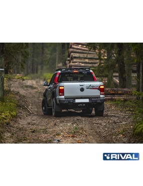 Zderzak tylny aluminiowy Rival z oświetleniem LED, czarny — Volkswagen Amarok 2010-2016 i 2016-2020