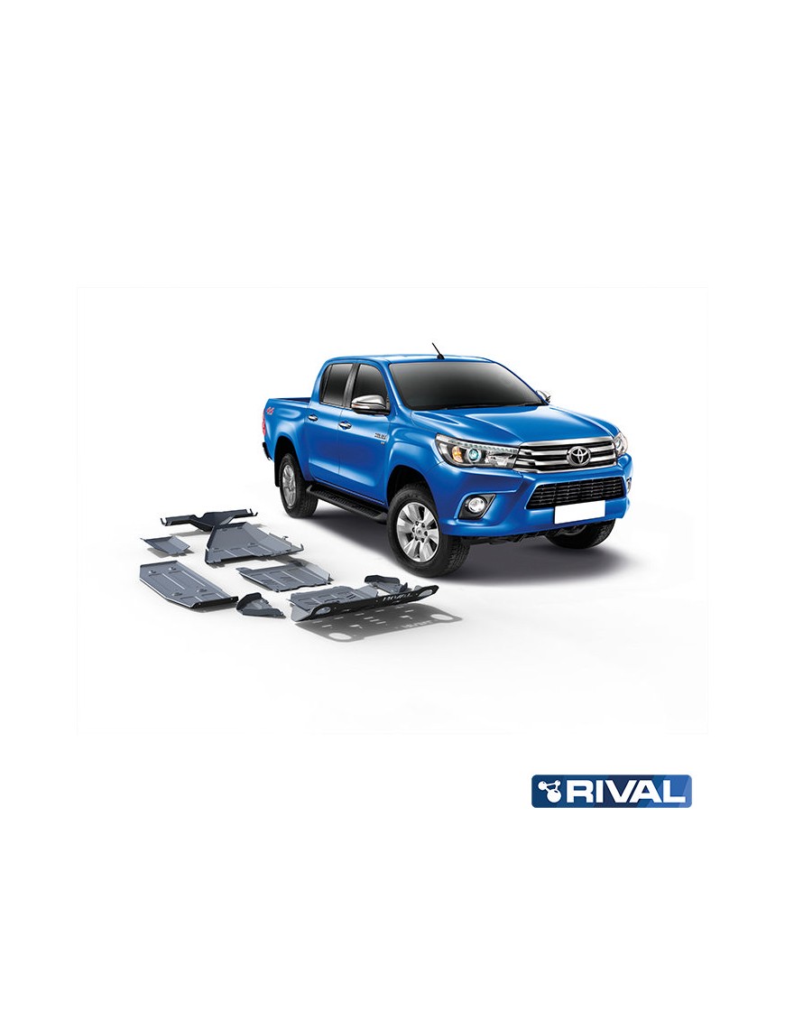 Zestaw osłon Rival alu 4 mm — pełne podwozie z wahaczami i dyferencjałem — Toyota Hilux 2015-2022