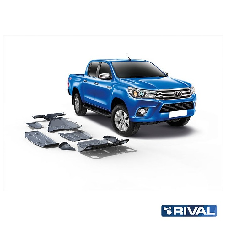 Zestaw osłon Rival alu 4 mm — pełne podwozie z wahaczami i dyferencjałem — Toyota Hilux 2015-2022