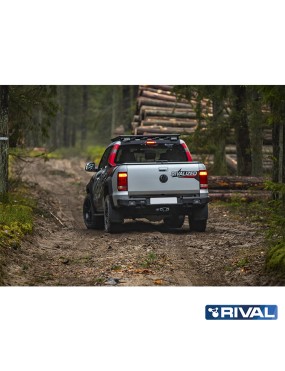 Zderzak tylny aluminiowy Rival z oświetleniem LED, czarny — Volkswagen Amarok 2010-2016 i 2016-2020