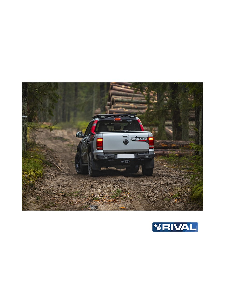 Zderzak tylny aluminiowy Rival z oświetleniem LED, czarny — Volkswagen Amarok 2010-2016 i 2016-2020