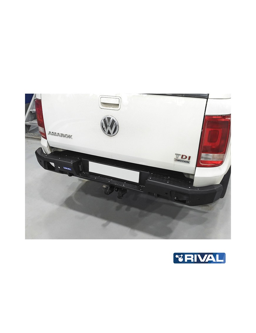 Zderzak tylny aluminiowy Rival z oświetleniem LED, czarny — Volkswagen Amarok 2010-2016 i 2016-2020