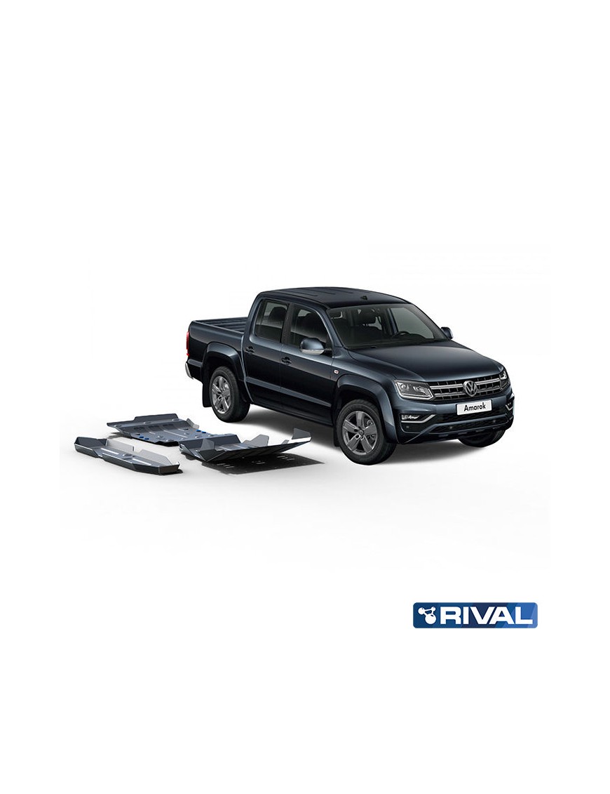 Zestaw osłon Rival — chłodnica, silnik, skrzynia, reduktor, zbiornik — aluminium — VW Amarok 2016-2020