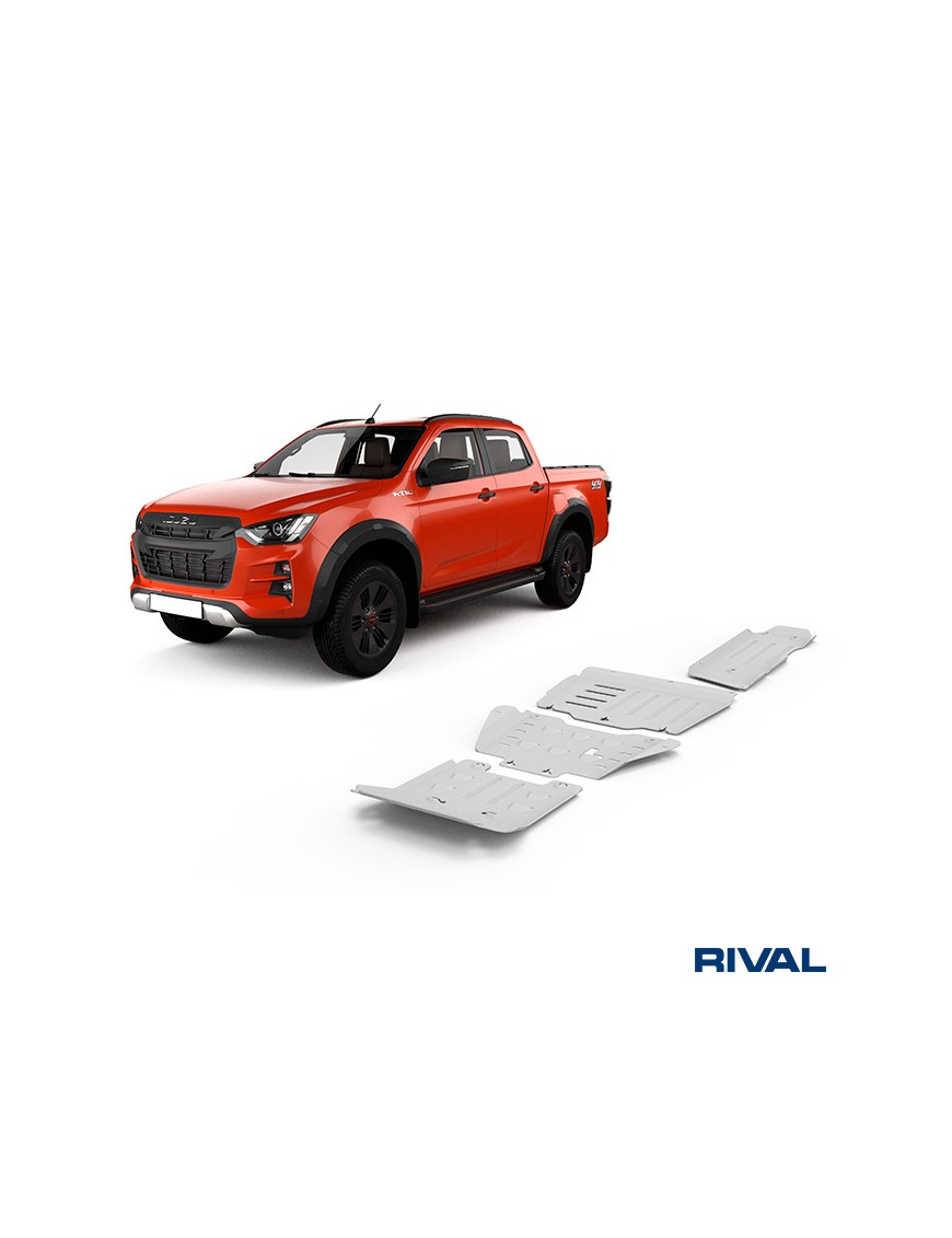 Zestaw osłon Rival — chłodnica, silnik, skrzynia, reduktor, zbiornik — aluminium 6 mm — Isuzu D-Max od 2021