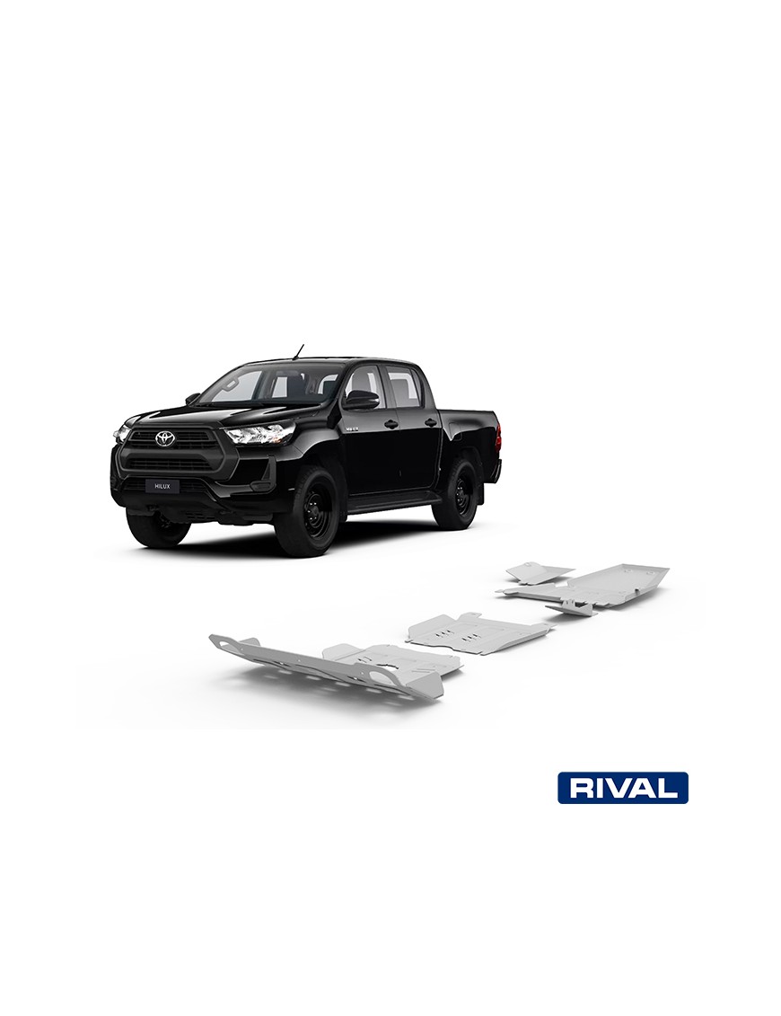 Zestaw osłon Rival alu 4 mm — chłodnica, silnik, skrzynia, reduktor, AdBlue, sonda — Toyota Hilux 2015-2022