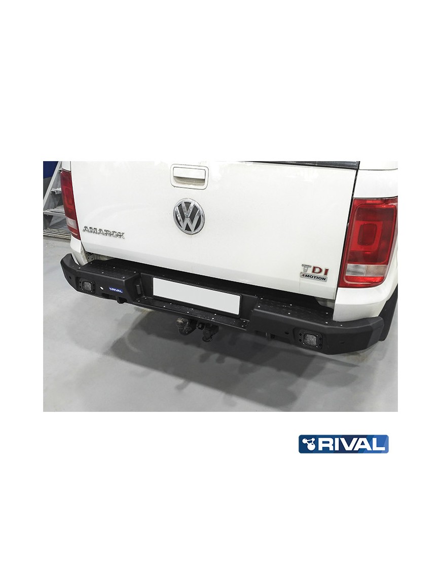 Zderzak tylny aluminiowy Rival z oświetleniem LED, czarny — Volkswagen Amarok 2010-2016 i 2016-2020