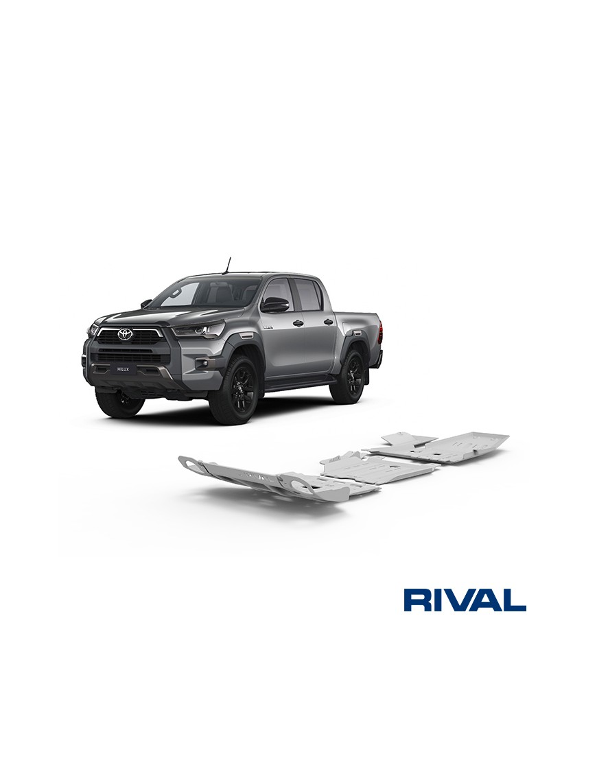 Zestaw osłon Rival alu 4 mm — chłodnica, silnik, skrzynia, reduktor, AdBlue, sonda — Toyota Hilux 2015-2022