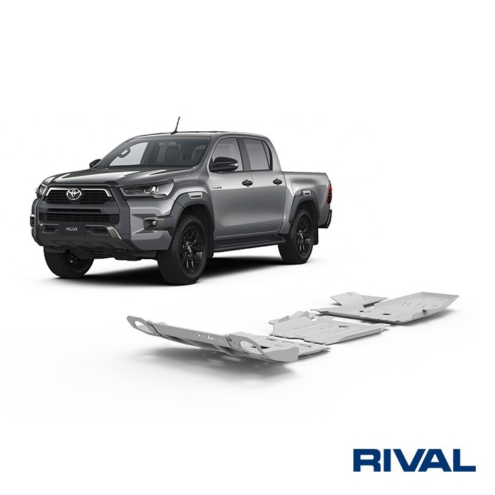 Zestaw osłon Rival alu 4 mm — chłodnica, silnik, skrzynia, reduktor, AdBlue, sonda — Toyota Hilux 2015-2022 - ujęcie 2