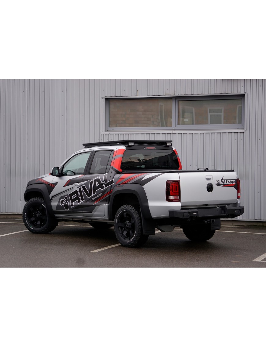Zderzak tylny aluminiowy Rival z oświetleniem LED, czarny — Volkswagen Amarok 2010-2016 i 2016-2020