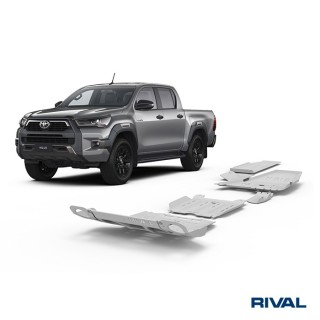 Zestaw osłon Rival alu 6 mm — chłodnica, silnik, skrzynia, reduktor, AdBlue, bak — Toyota Hilux 2015-2022
