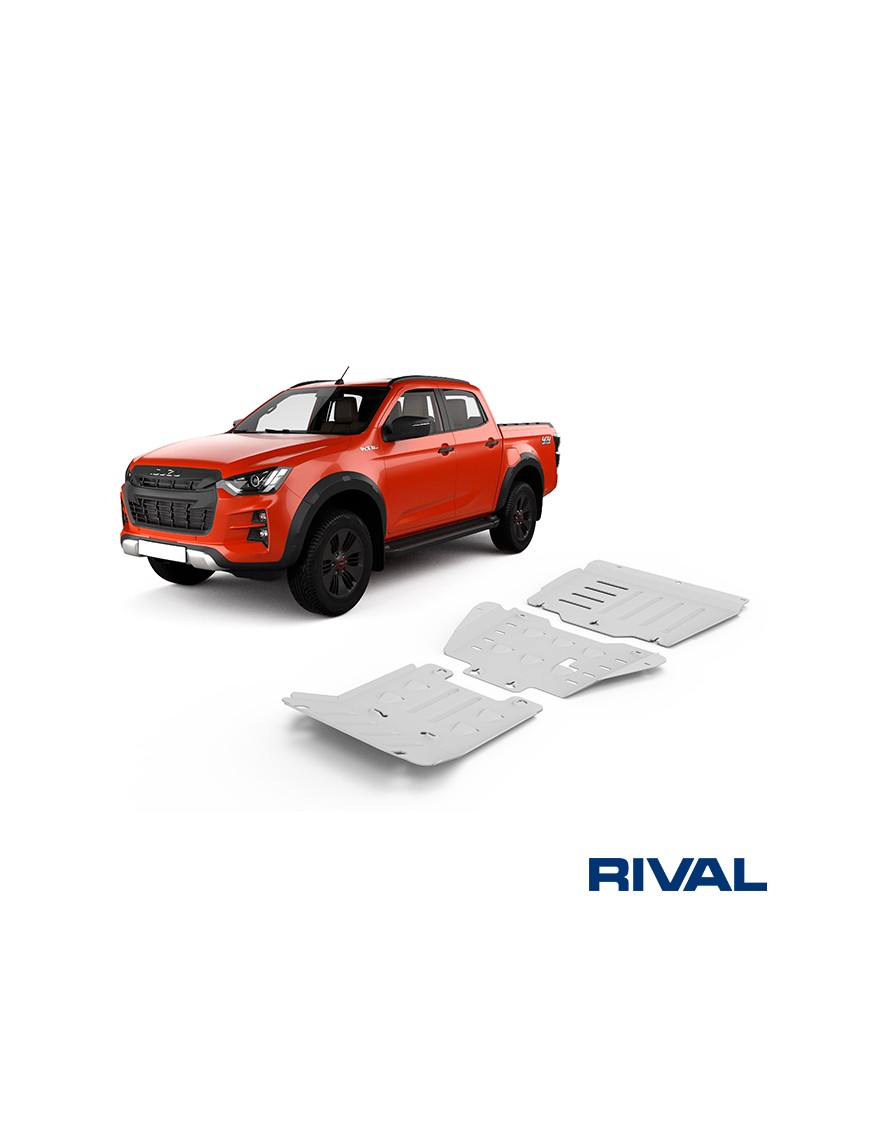 Zestaw osłon Rival — silnik, skrzynia, reduktor — aluminium 6 mm — Isuzu D-Max od 2021