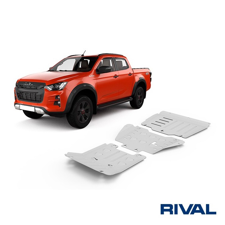 Zestaw osłon Rival — silnik, skrzynia, reduktor — aluminium 6 mm — Isuzu D-Max od 2021