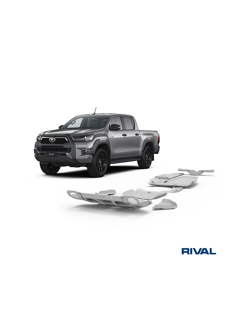 Zestaw osłon Rival alu 6 mm — pełne podwozie z wahaczami i dyferencjałem — Toyota Hilux 2015-2022