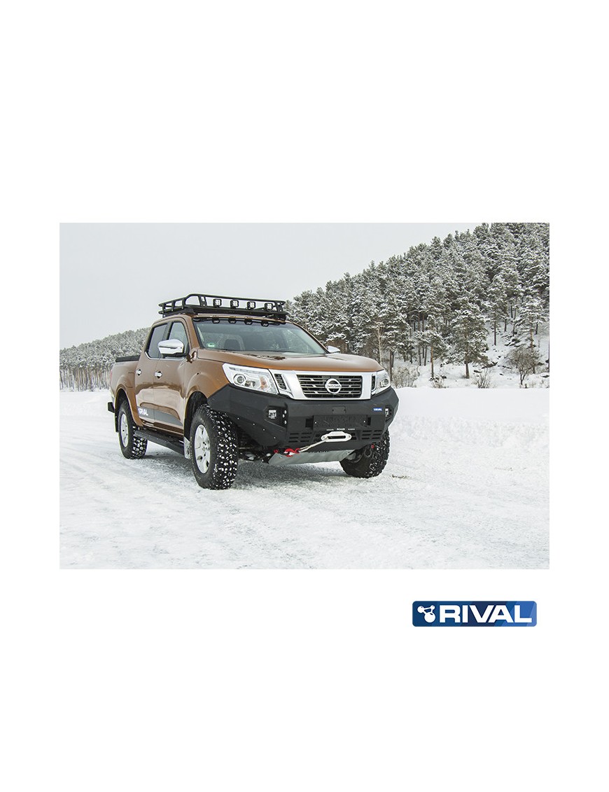 Zderzak przedni aluminiowy Rival 6 mm z oświetleniem LED — Nissan Navara 2014-2021