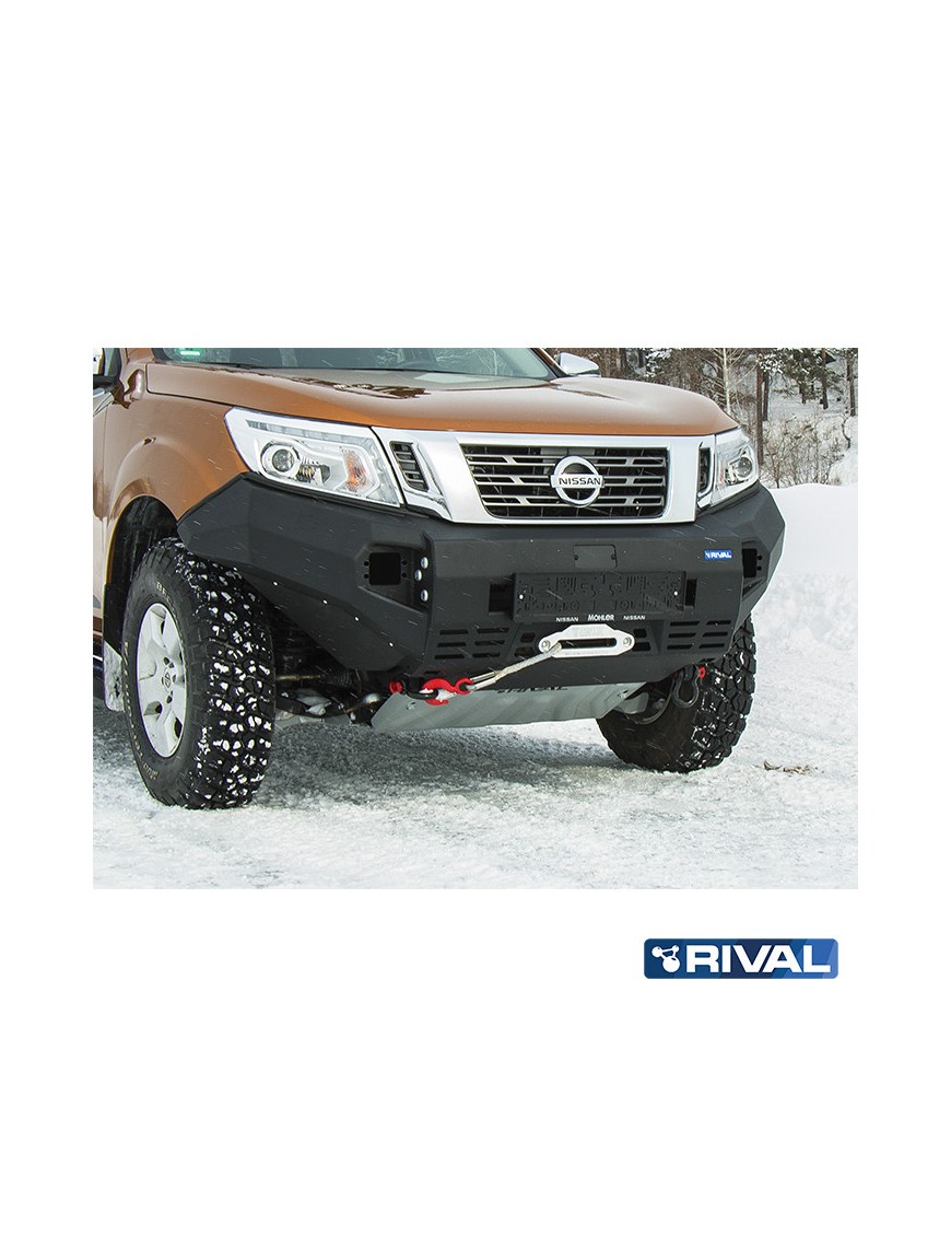 Zderzak przedni aluminiowy Rival 6 mm z oświetleniem LED — Nissan Navara 2014-2021