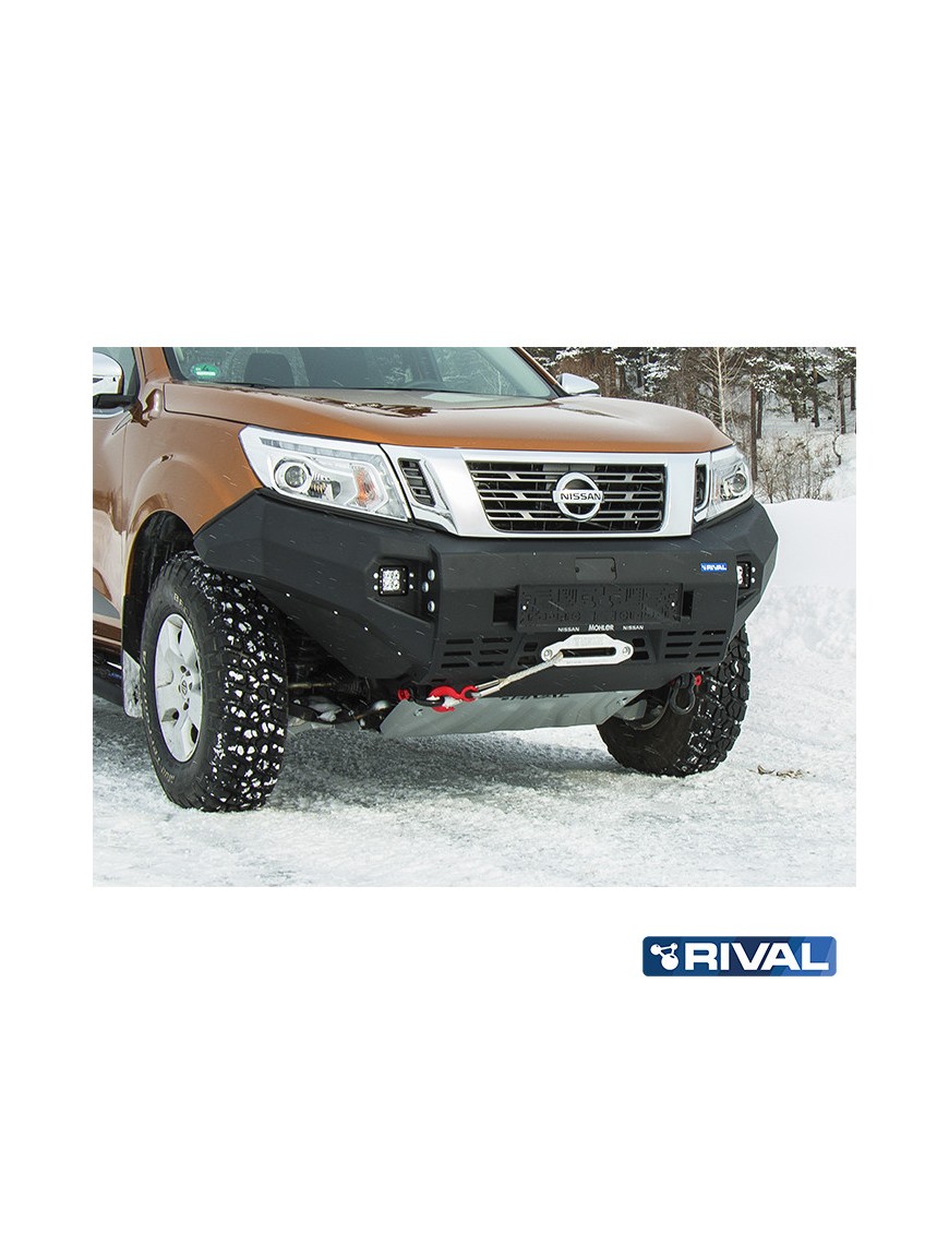 Zderzak przedni aluminiowy Rival 6 mm z oświetleniem LED — Nissan Navara 2014-2021