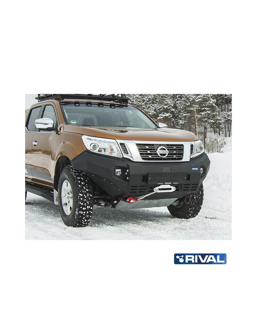 Zderzak przedni aluminiowy Rival 6 mm z oświetleniem LED — Nissan Navara 2014-2021