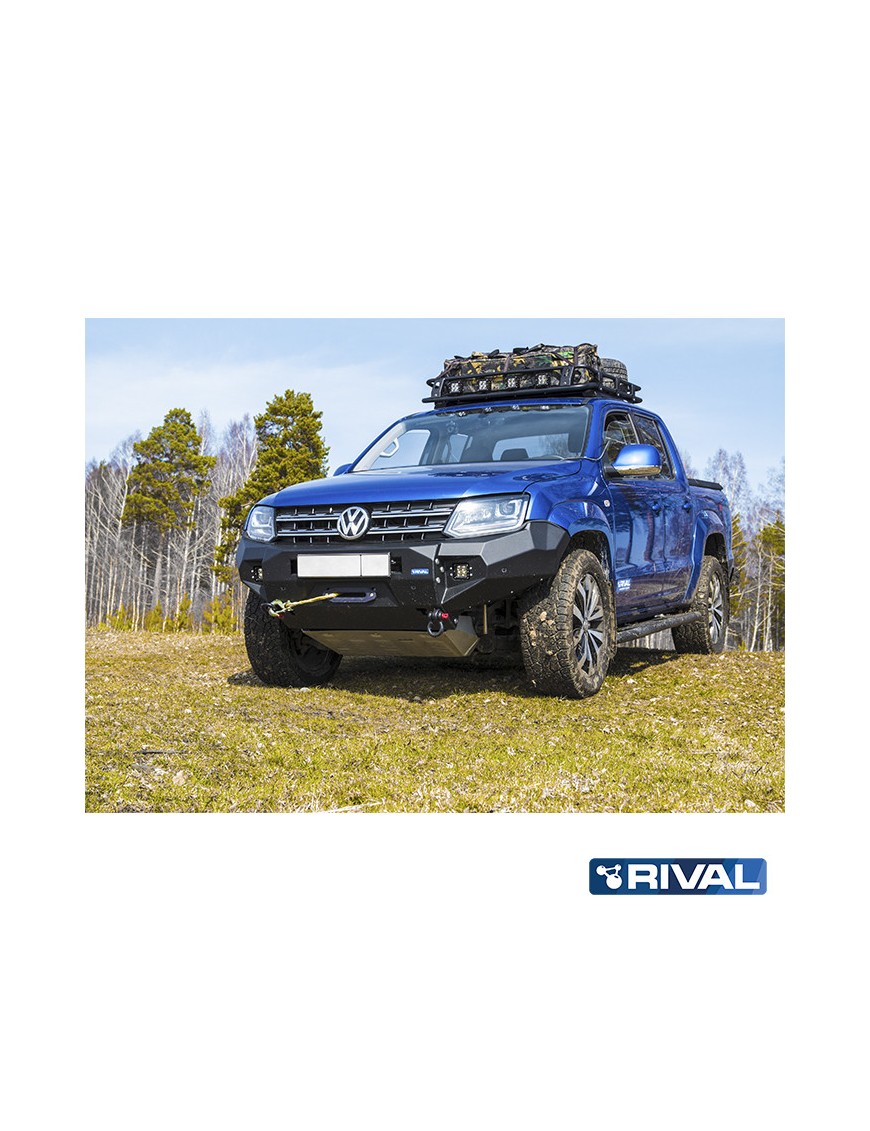 Zderzak przedni aluminiowy Rival z oświetleniem LED, czarny — Volkswagen Amarok 2010-2016 i 2016-2020