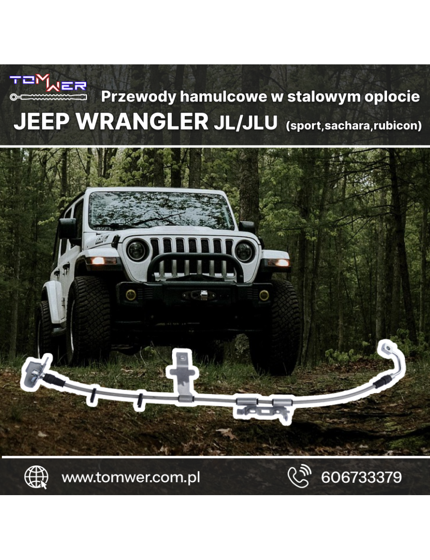 Przewód hamulcowy w oplocie Tomwer — Wrangler JL, prawy tył