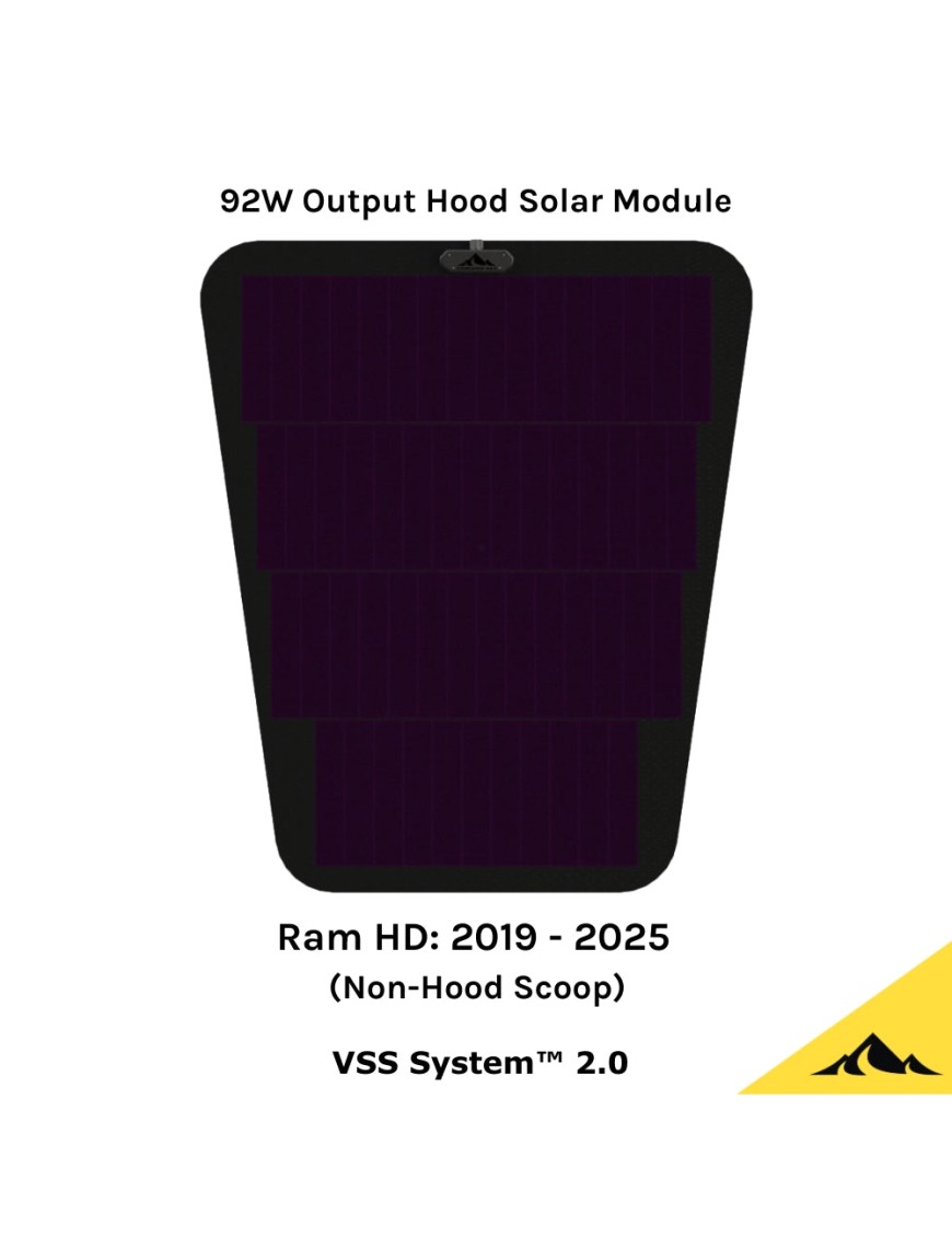 Cascadia 4x4 VSS System™ 2.0 CHF159 — panel solarny 92 W na maskę Ram HD, Ford F-150, Toyota Tacoma, Tundra, Land Cruiser