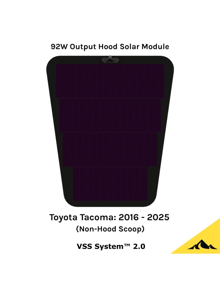 Cascadia 4x4 VSS System™ 2.0 CHF159 — panel solarny 92 W na maskę Ram HD, Ford F-150, Toyota Tacoma, Tundra, Land Cruiser