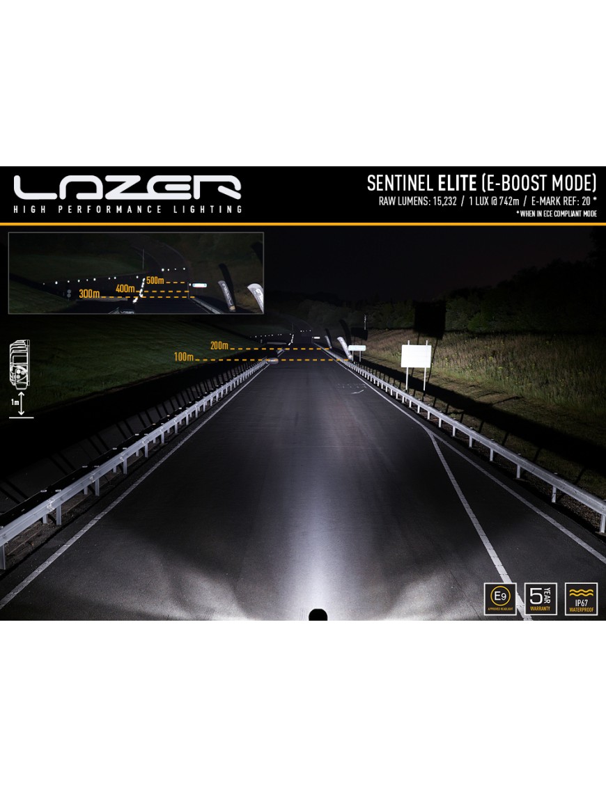 LAZER Sentinel 9'' Elite White ze światłami pozycyjnymi – okrągła lampa LED