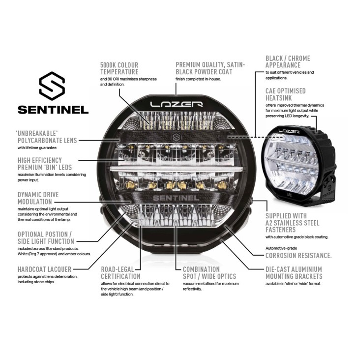LAZER Sentinel 9'' Elite Black ze światłami pozycyjnymi – okrągła lampa LED - ujęcie 10