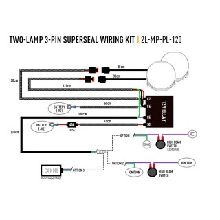 Wiązka do podłączenia dwóch lamp - Średnia moc (3-stykowe, Superseal, 12V) LAZER High Performance LED Lighting - ujęcie 2