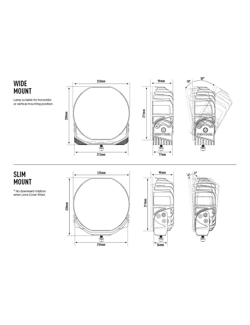 LAZER Sentinel 9'' White ze światłami pozycyjnymi – okrągła lampa LED