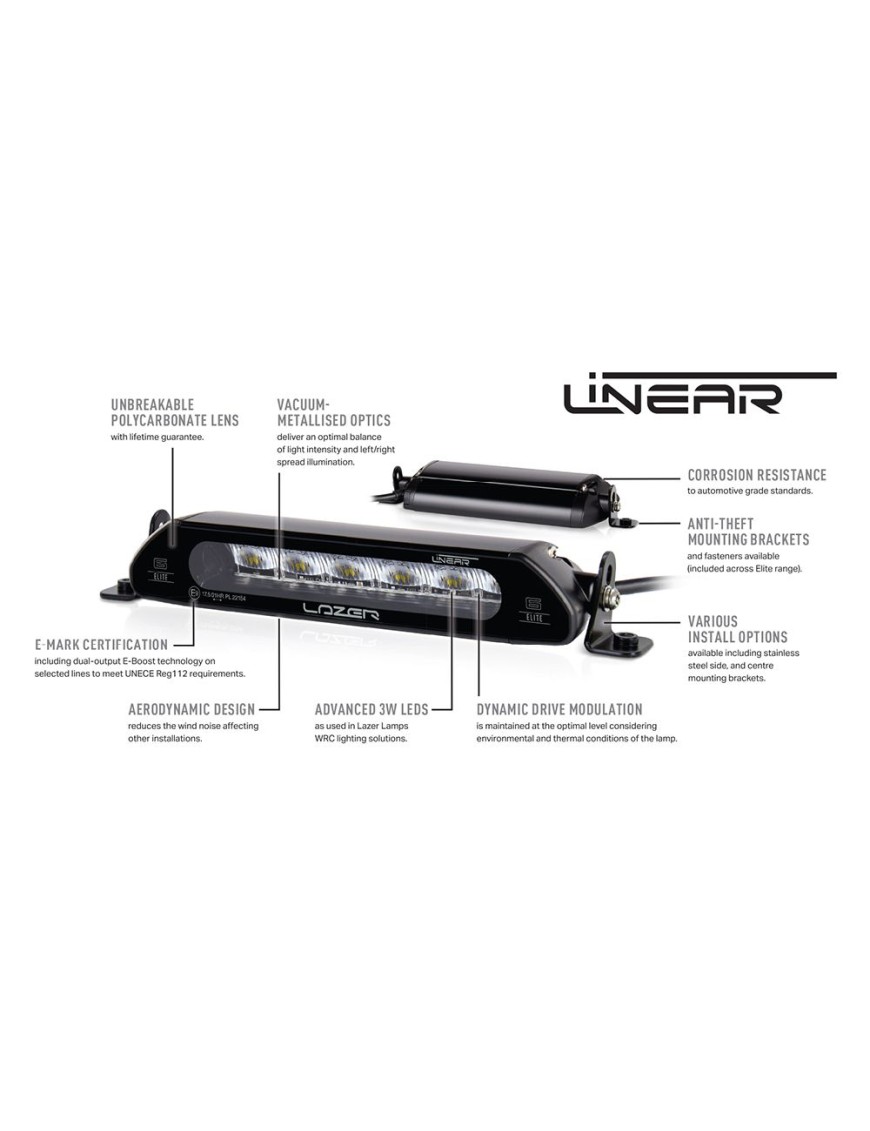 Zestaw lampy LAZER Linear 6 Elite z systemem montażu w fabrycznym grillu - Isuzu D-Max (2024 - 2026 -)
