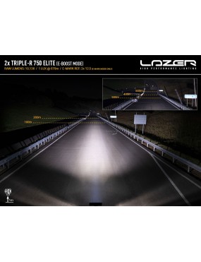 Zestaw dwóch lamp LAZER TRIPLE-R 750 Elite (Gen2) z systemem montażu w fabrycznym grillu - Isuzu D-Max (2023 -)