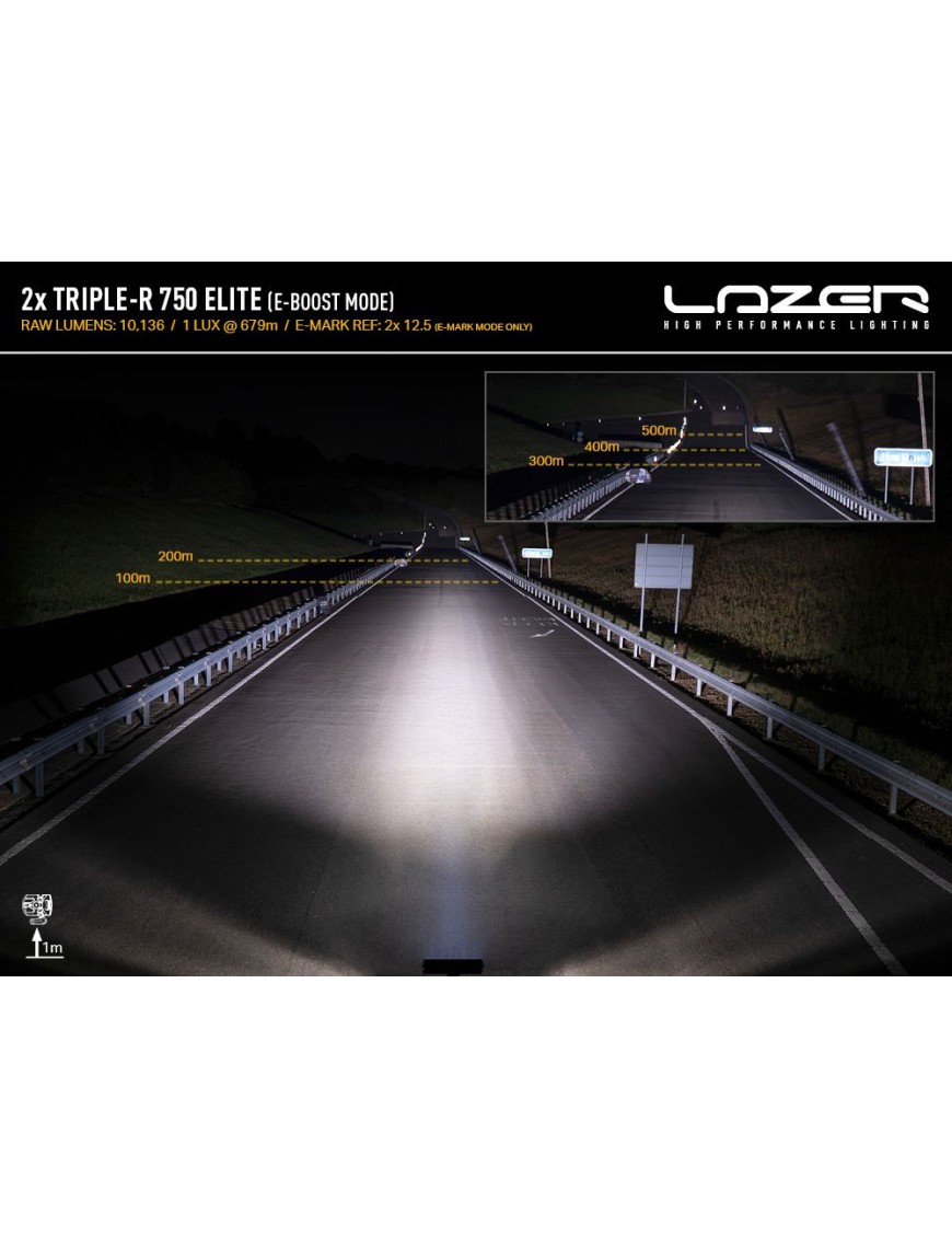 Zestaw dwóch lamp LAZER TRIPLE-R 750 Elite (Gen2) z systemem montażu w fabrycznym grillu - Isuzu D-Max (2023 -)