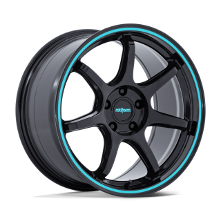 Felga aluminiowa RC208 BPU Gloss Black With Teal Stripe ROTIFORM 8.5x19 ET20 5x114.3