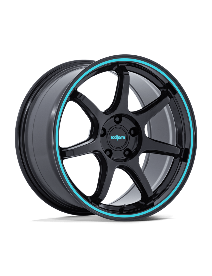 Felga aluminiowa RC208 BPU Gloss Black With Teal Stripe ROTIFORM 8.5x19 ET20 5x114.3