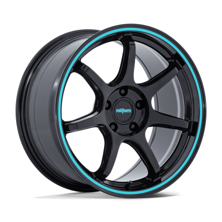 Felga aluminiowa RC208 BPU Gloss Black With Teal Stripe ROTIFORM 8.5x19 ET20 5x114.3