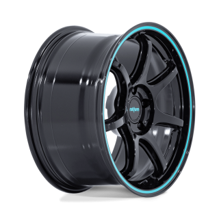 Felga aluminiowa RC208 BPU Gloss Black With Teal Stripe ROTIFORM 8.5x19 ET20 5x114.3 - ujęcie 2