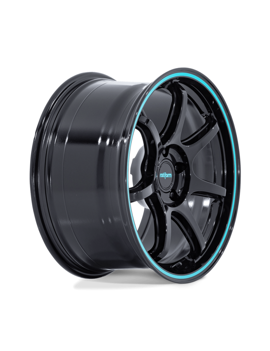 Felga aluminiowa RC208 BPU Gloss Black With Teal Stripe ROTIFORM 8.5x19 ET20 5x114.3