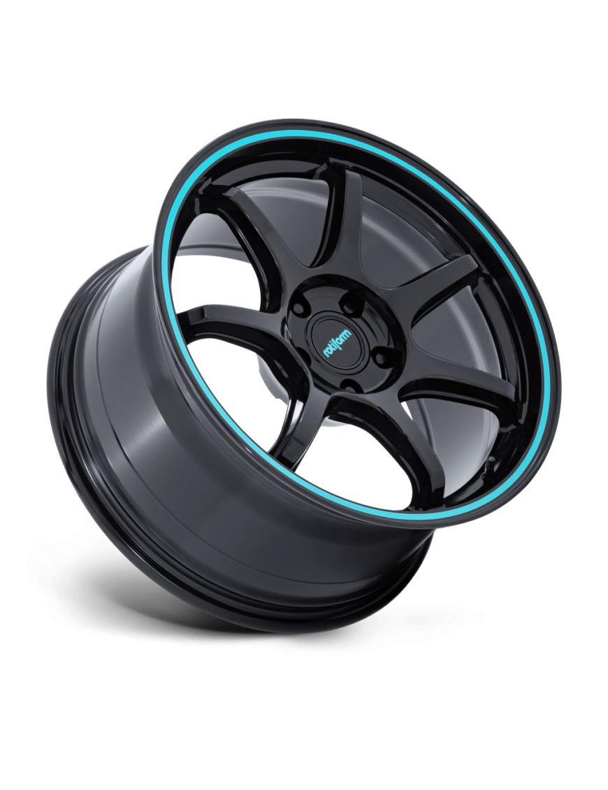 Felga aluminiowa RC208 BPU Gloss Black With Teal Stripe ROTIFORM 8.5x19 ET20 5x114.3