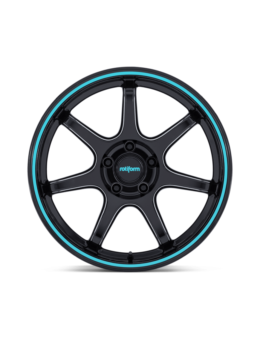 Felga aluminiowa RC208 BPU Gloss Black With Teal Stripe ROTIFORM 8.5x19 ET20 5x114.3