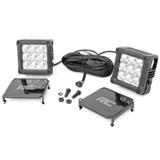 Lampy LED 4" kwadratowe white DRL Rough Country Chrome Series