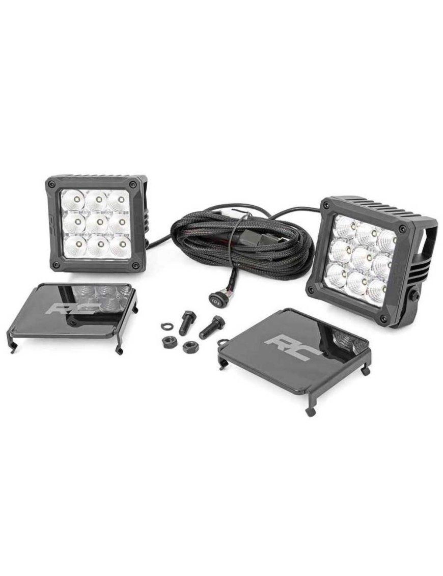 Lampy LED 4" kwadratowe white DRL Rough Country Chrome Series