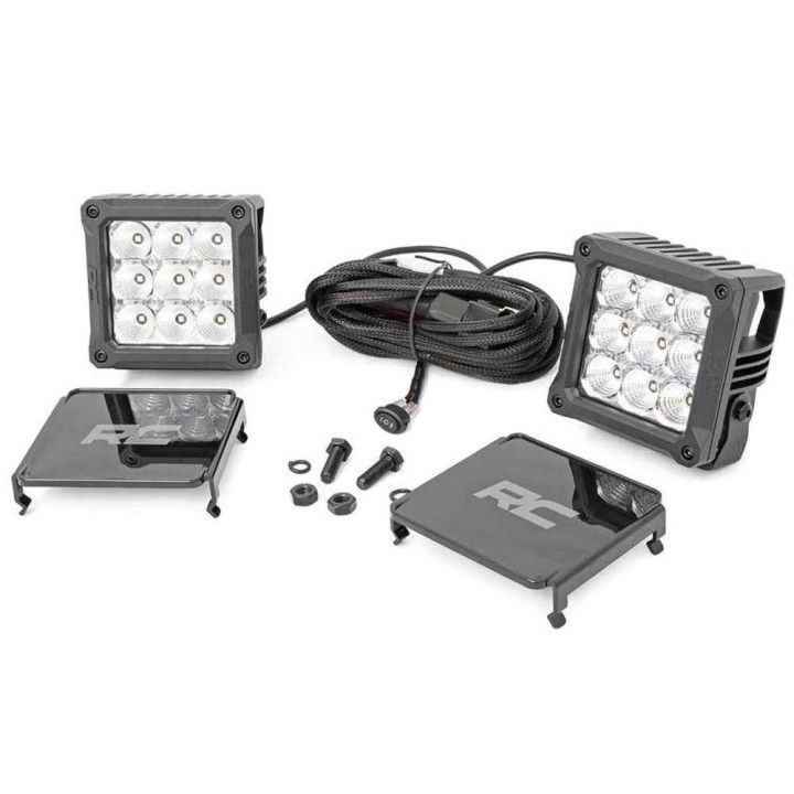 Lampy LED 4" kwadratowe white DRL Rough Country Chrome Series