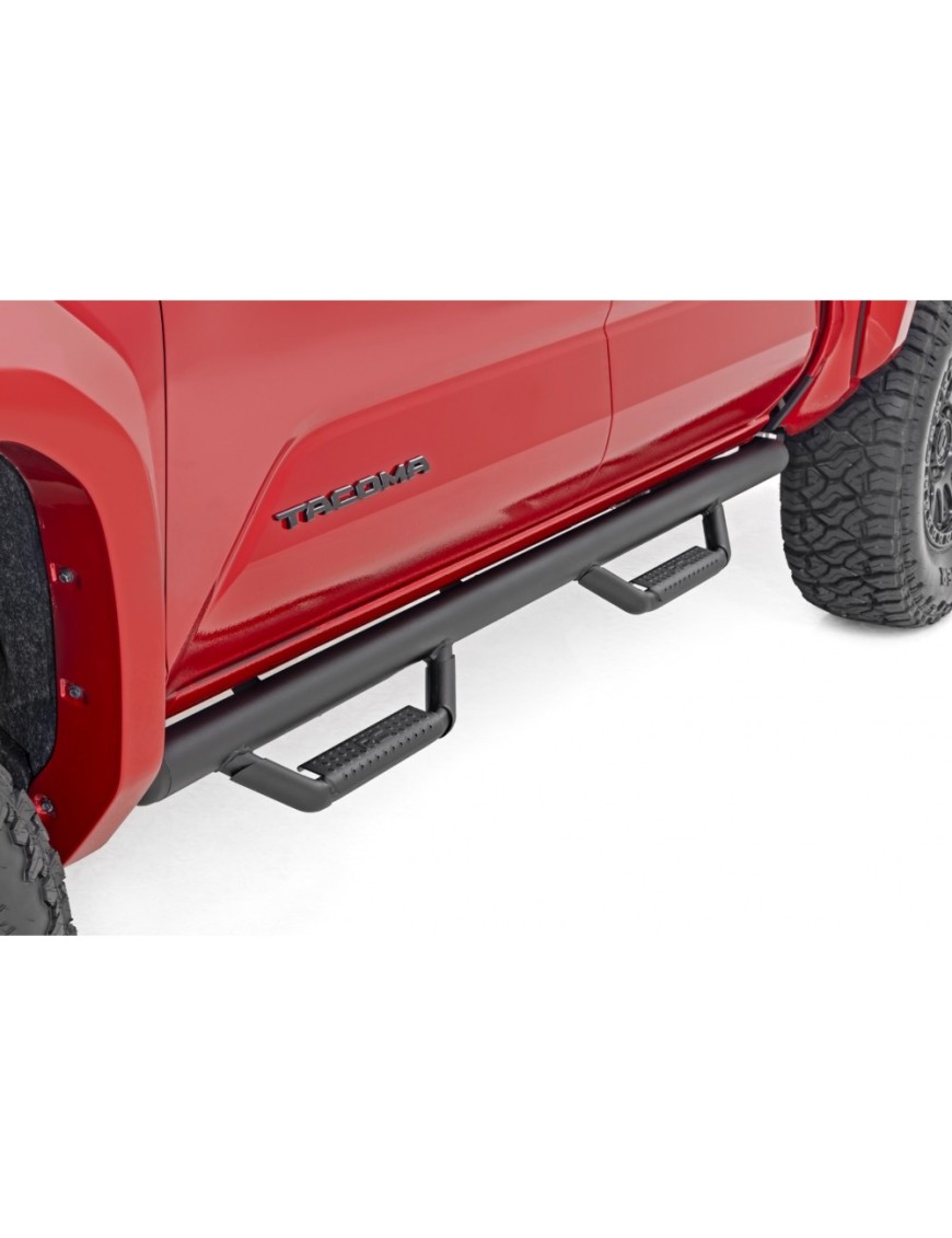 Progi, stopnie boczne czarne Rough Country Nerf Steps Double Cab