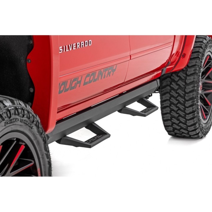 Progi, stopnie boczne regulowane aluminiowe Rough Country SRL2 Crew Cab - ujęcie 3