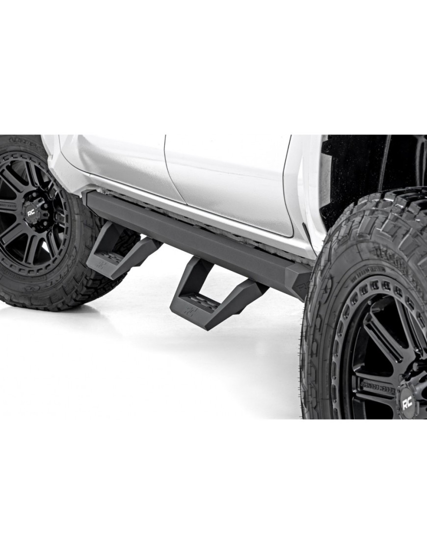 Progi, stopnie boczne regulowane aluminiowe Rough Country SRX2 Double Cab